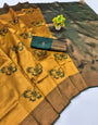 Gossamer Yellow Pure Zari Weaving Banarasi Silk Saree With Enamoring Blouse Piece