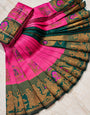 Gratifying Dark Pink Pure Banarasi Silk Saree With Incomparable Blouse Piece