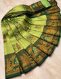 Forbearance Green Pure Banarasi Silk Saree With Trendy Blouse Piece