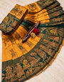 Exemplary Yellow Pure Banarasi Silk Saree With Seraglio Blouse Piece