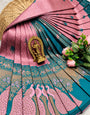 Brood Baby Pink Pure Banarasi Silk Saree With Scintilla Blouse Piece