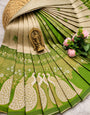 Incredible Beige Pure Banarasi Silk Saree With Sensational Blouse Piece