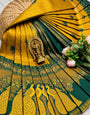 Eclat Mustard Pure Banarasi Silk Saree With Mesmeric Blouse Piece