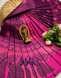 Outstanding Navy Blue Pure Banarasi Silk Saree With Cynosure Blouse Piece