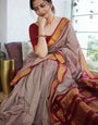 Ratatouille Grey Soft Silk Saree With Inspiring Blouse Piece