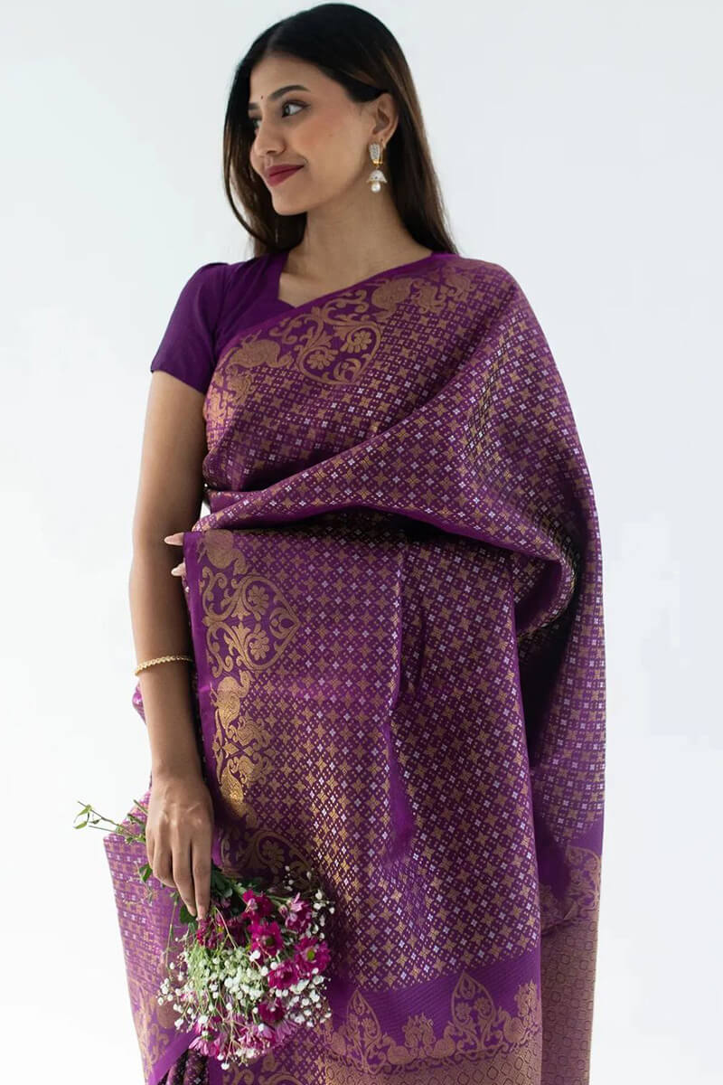 Propinquity Purple Soft Silk Saree With Ideal Blouse Piece