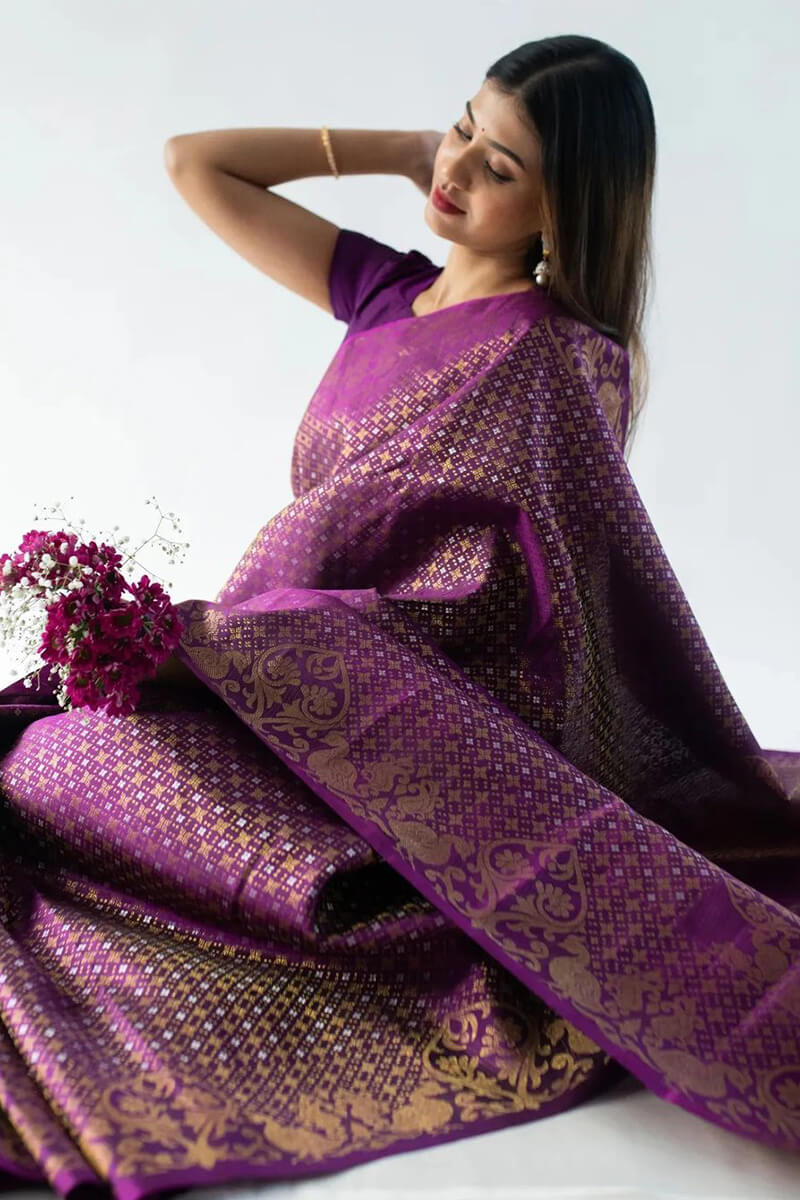 Propinquity Purple Soft Silk Saree With Ideal Blouse Piece
