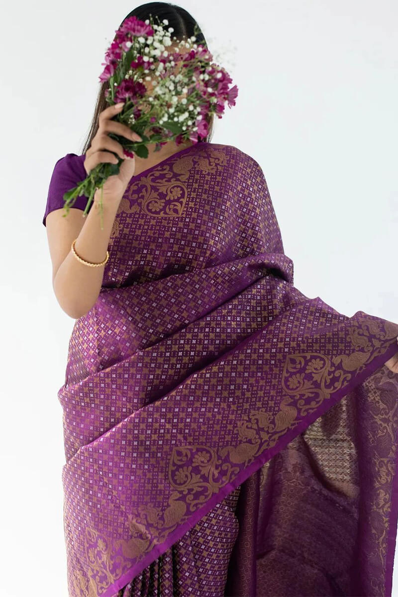 Propinquity Purple Soft Silk Saree With Ideal Blouse Piece