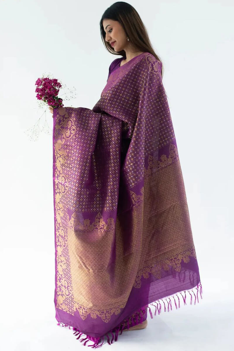 Propinquity Purple Soft Silk Saree With Ideal Blouse Piece