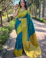 Charming Rama Soft Silk Saree With Staring Blouse Piece