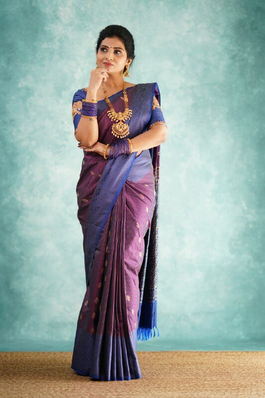 Conflate Purple Soft Silk Saree With Epiphany Blouse Piece
