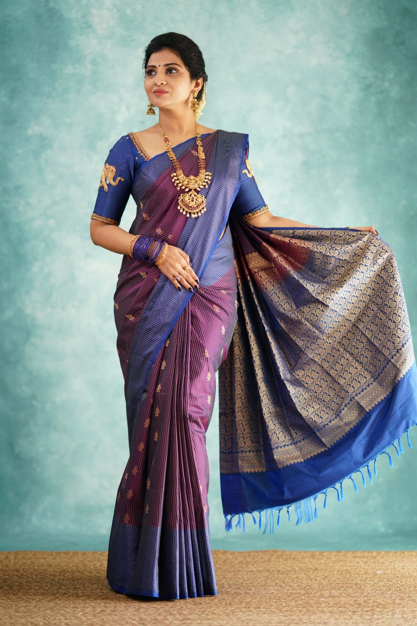 Conflate Purple Soft Silk Saree With Epiphany Blouse Piece