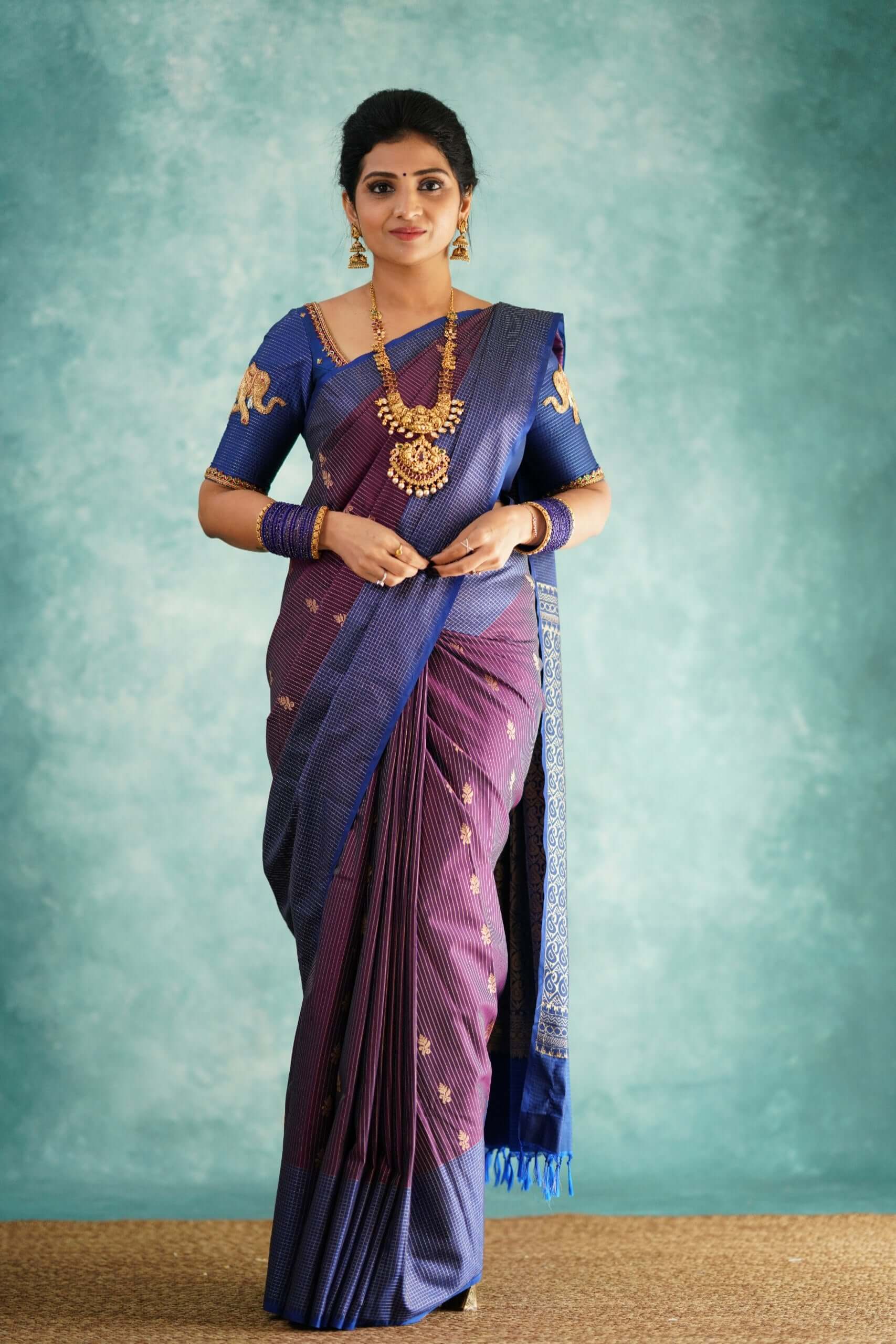 Conflate Purple Soft Silk Saree With Epiphany Blouse Piece