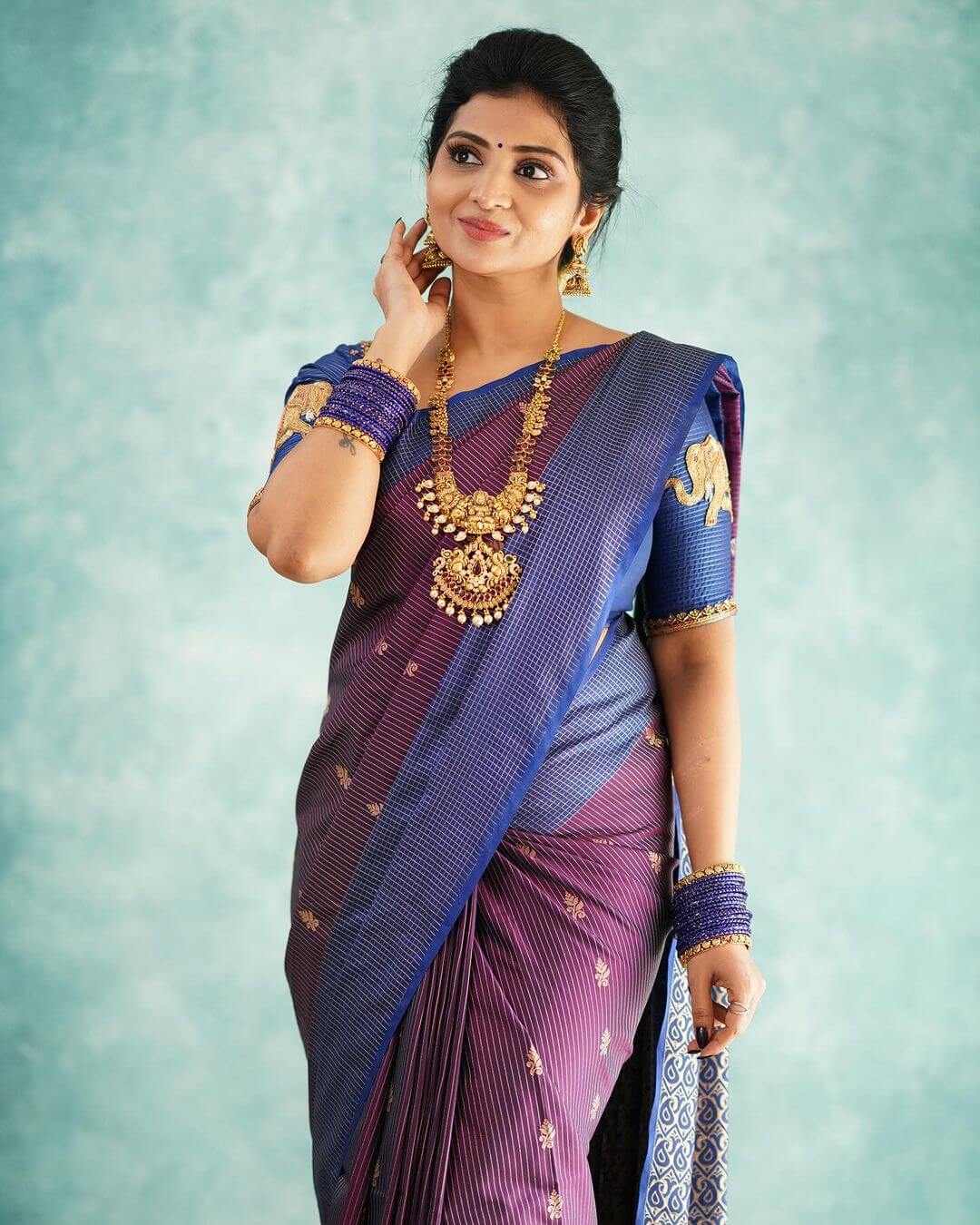 Conflate Purple Soft Silk Saree With Epiphany Blouse Piece