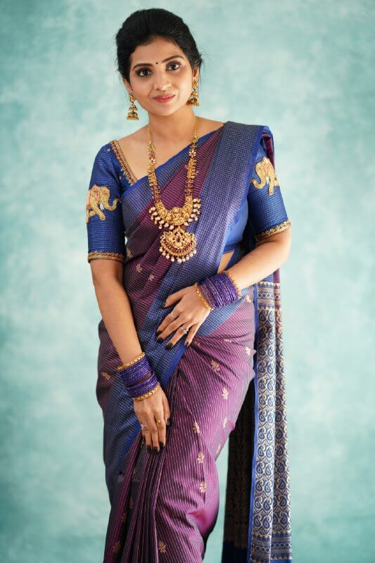 Conflate Purple Soft Silk Saree With Epiphany Blouse Piece