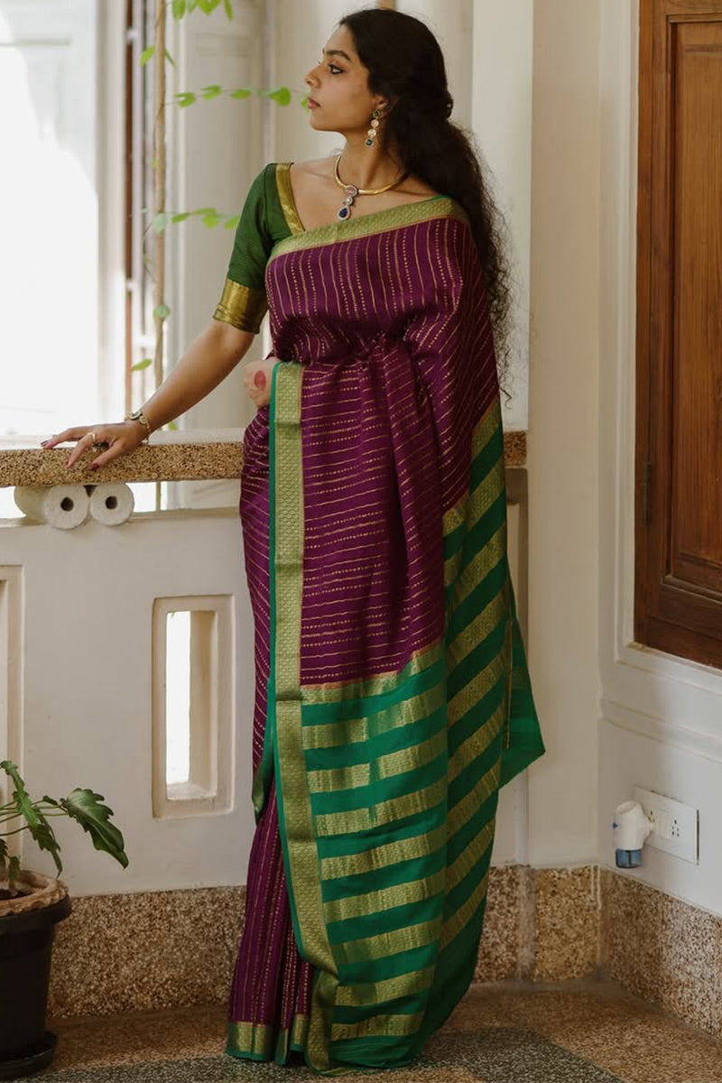 Propinquity Purple Soft Silk Saree With Devastating Blouse Piece
