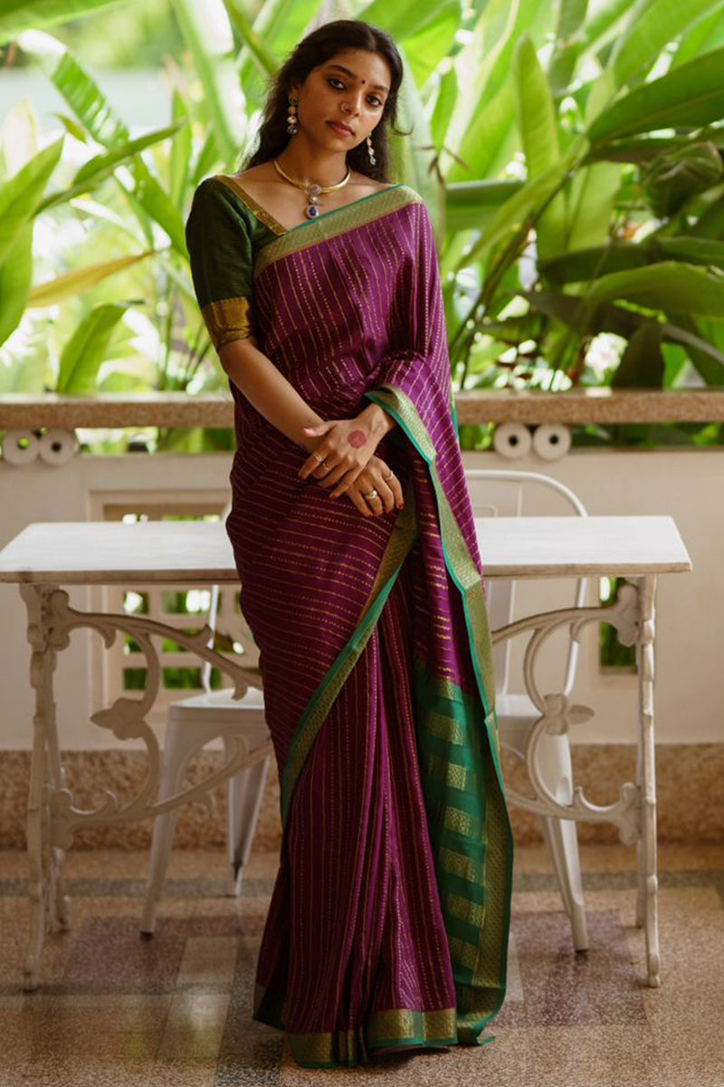 Propinquity Purple Soft Silk Saree With Devastating Blouse Piece