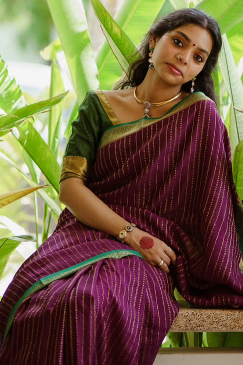 Propinquity Purple Soft Silk Saree With Devastating Blouse Piece