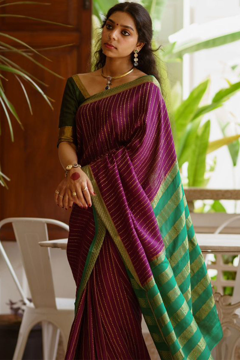 Propinquity Purple Soft Silk Saree With Devastating Blouse Piece