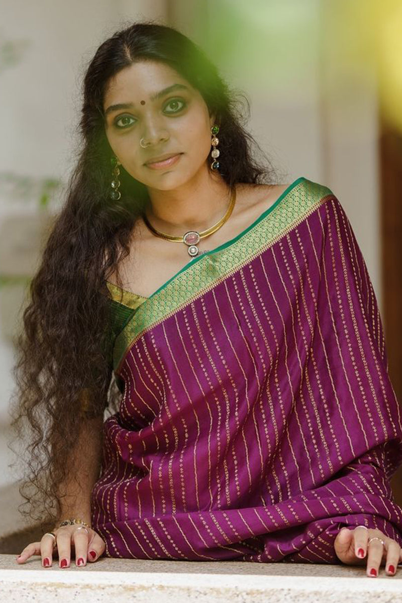 Propinquity Purple Soft Silk Saree With Devastating Blouse Piece