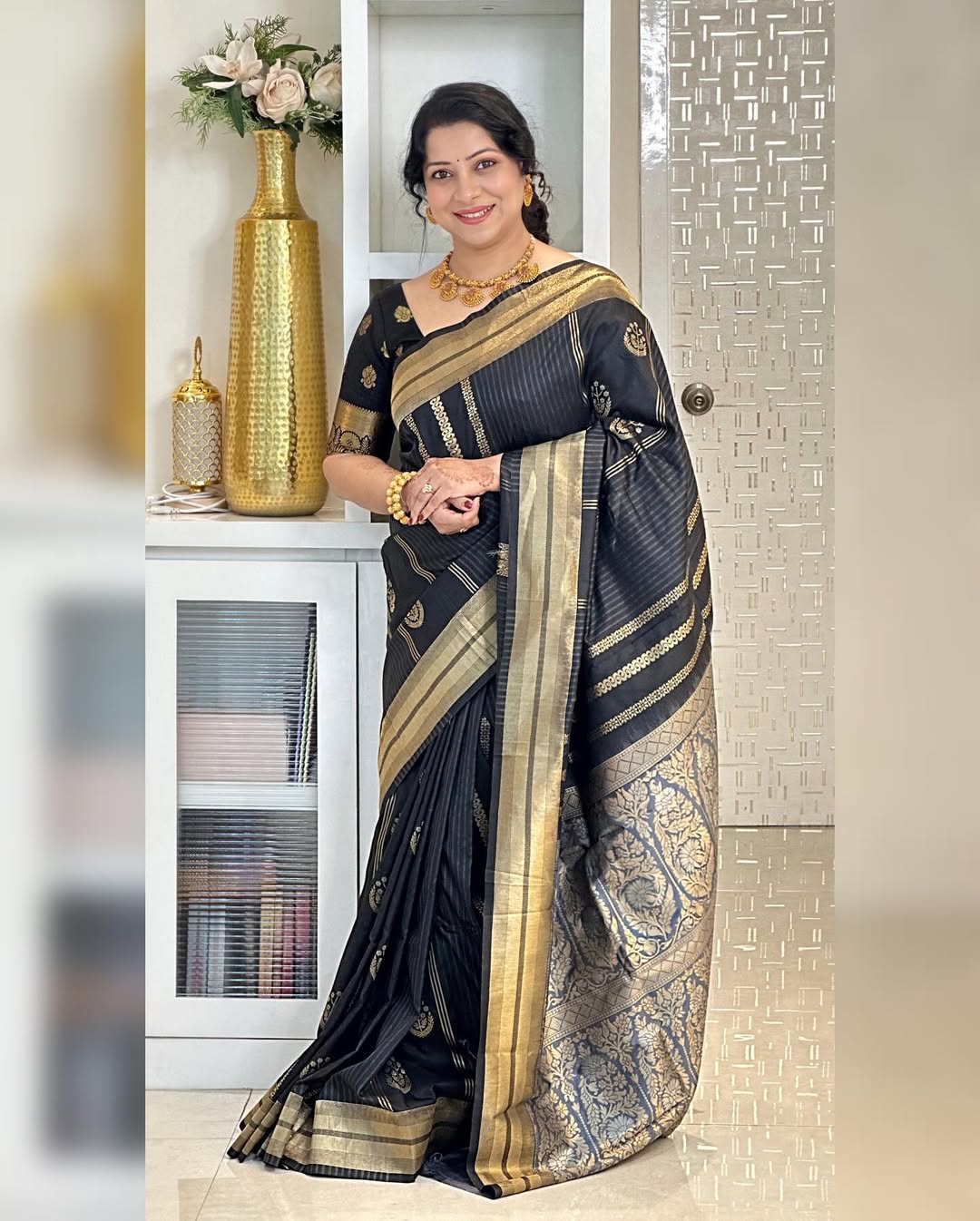 Ineffable Black Soft Silk Saree With Embellished Blouse Piece