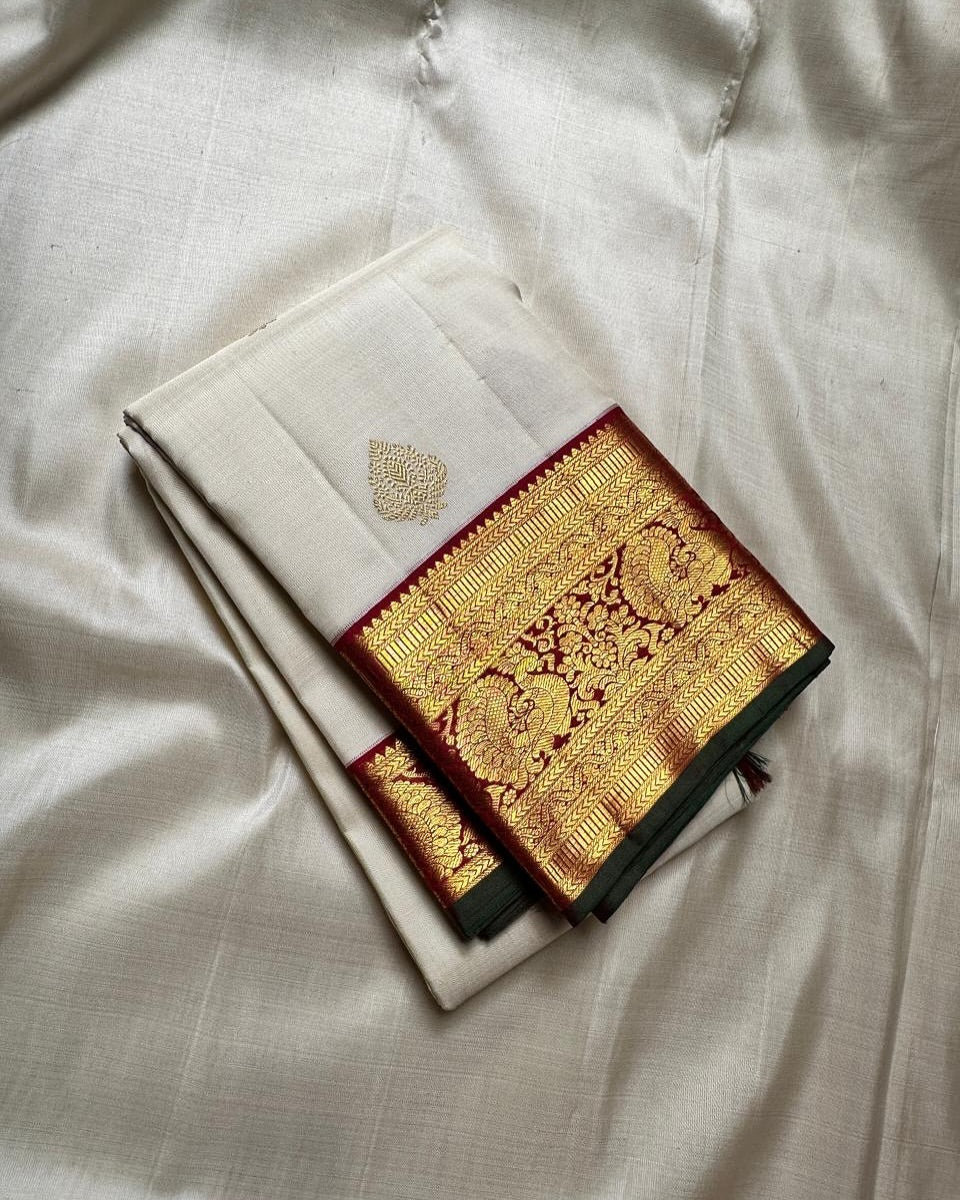 Radiant Beige Soft Silk Saree With Whimsical Blouse Piece