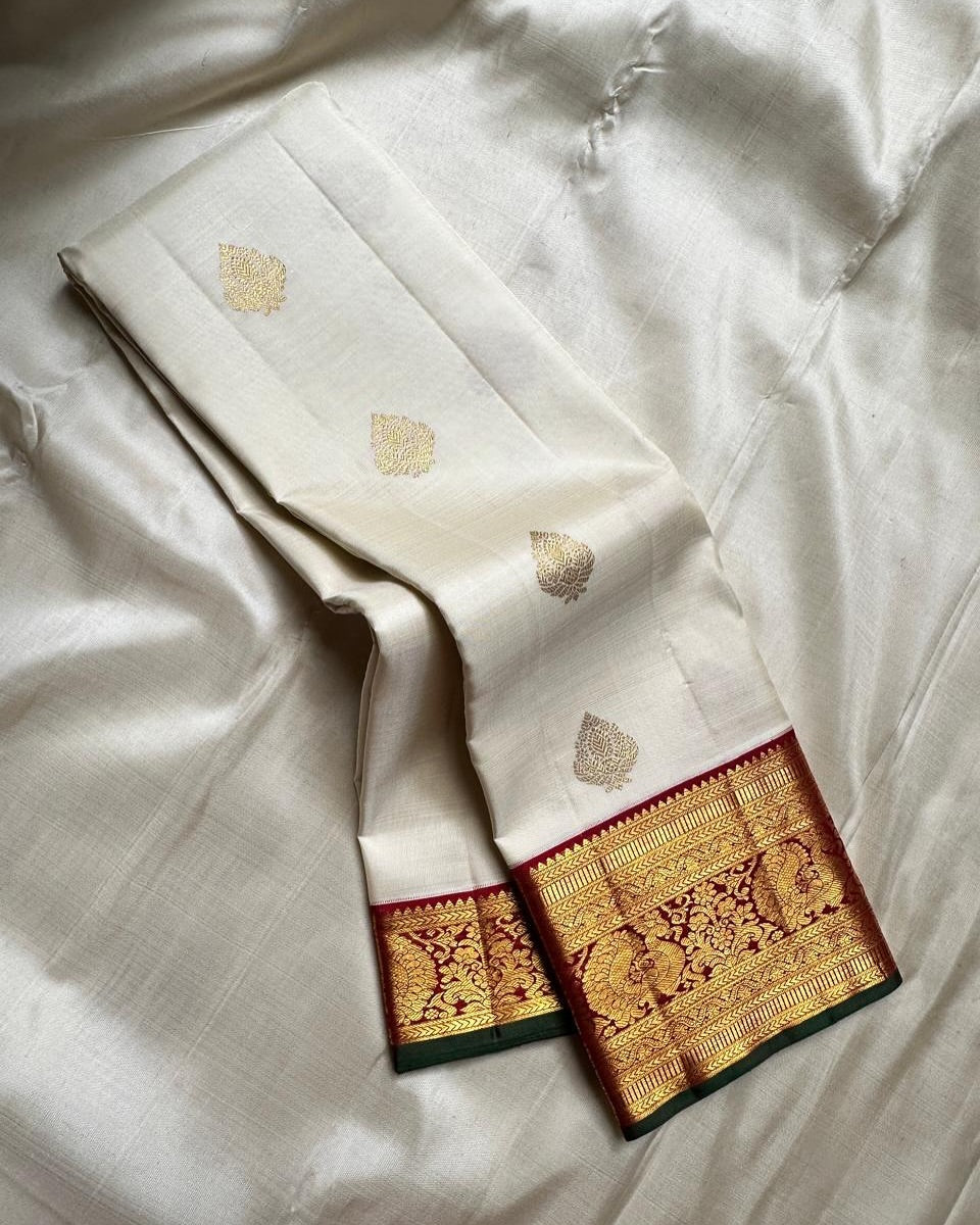 Radiant Beige Soft Silk Saree With Whimsical Blouse Piece