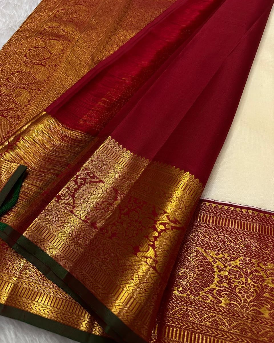 Radiant Beige Soft Silk Saree With Whimsical Blouse Piece