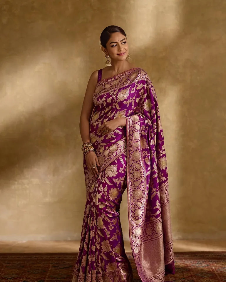 Embellished Purple Soft Silk Saree With Winsome Blouse Piece