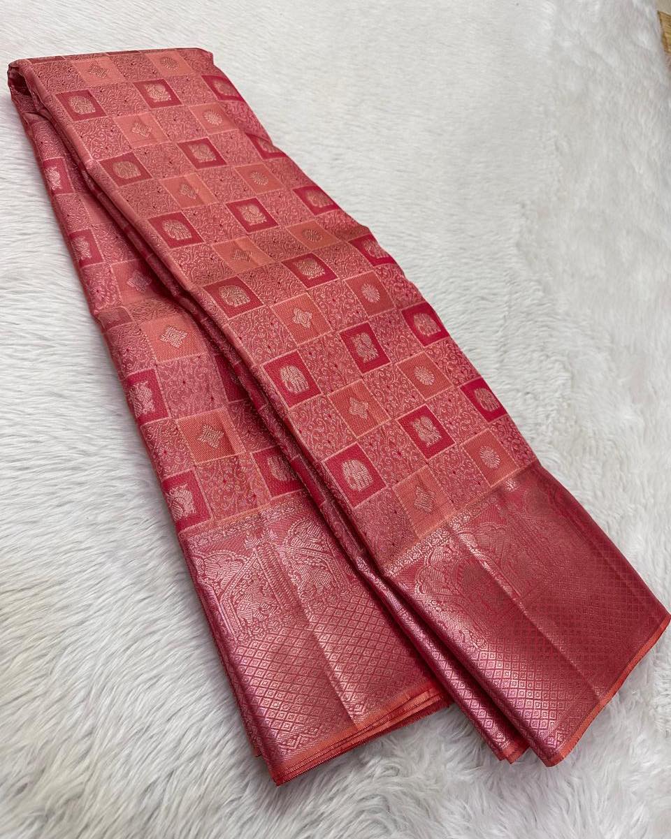 Tantalizing Pink Soft Silk Saree With Vivacious Blouse Piece