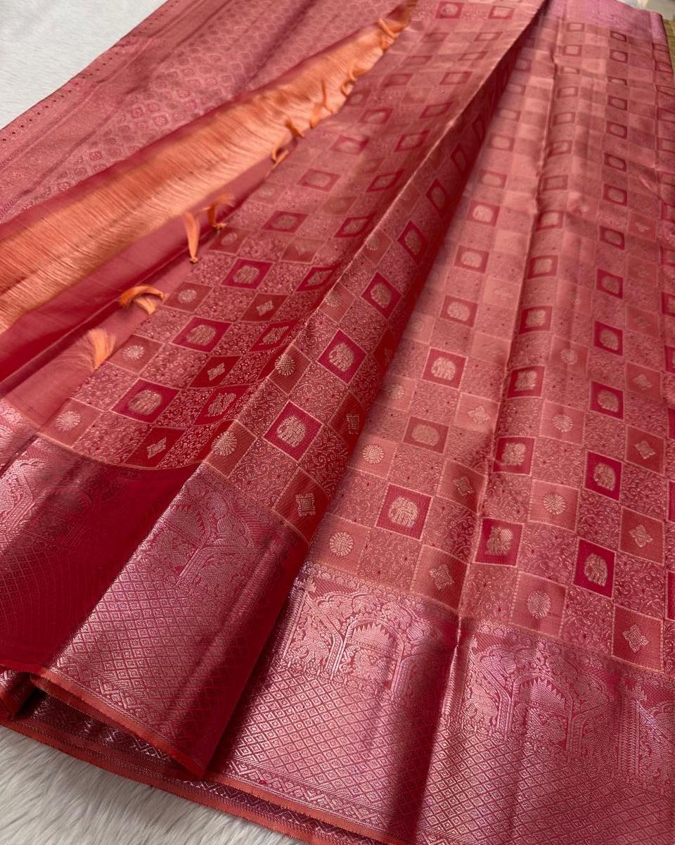 Tantalizing Pink Soft Silk Saree With Vivacious Blouse Piece