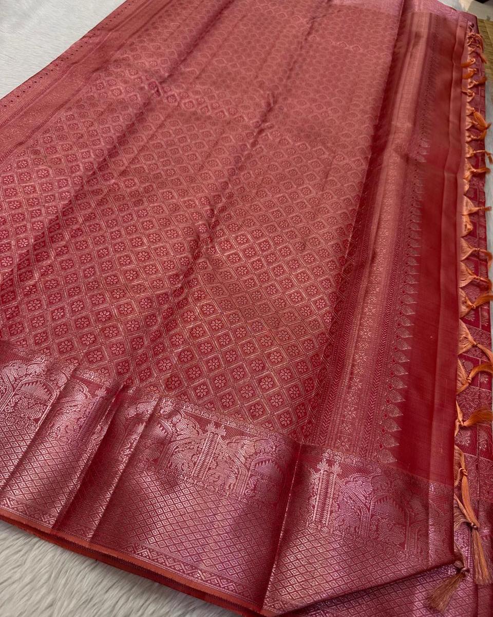 Tantalizing Pink Soft Silk Saree With Vivacious Blouse Piece