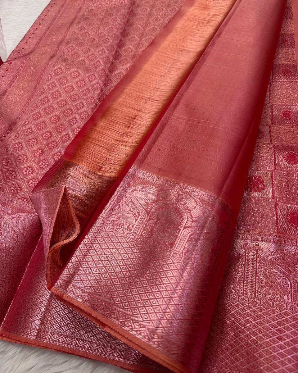 Tantalizing Pink Soft Silk Saree With Vivacious Blouse Piece
