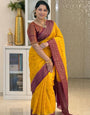 Nemesis Yellow Soft Silk Saree With Seraphic Blouse Piece