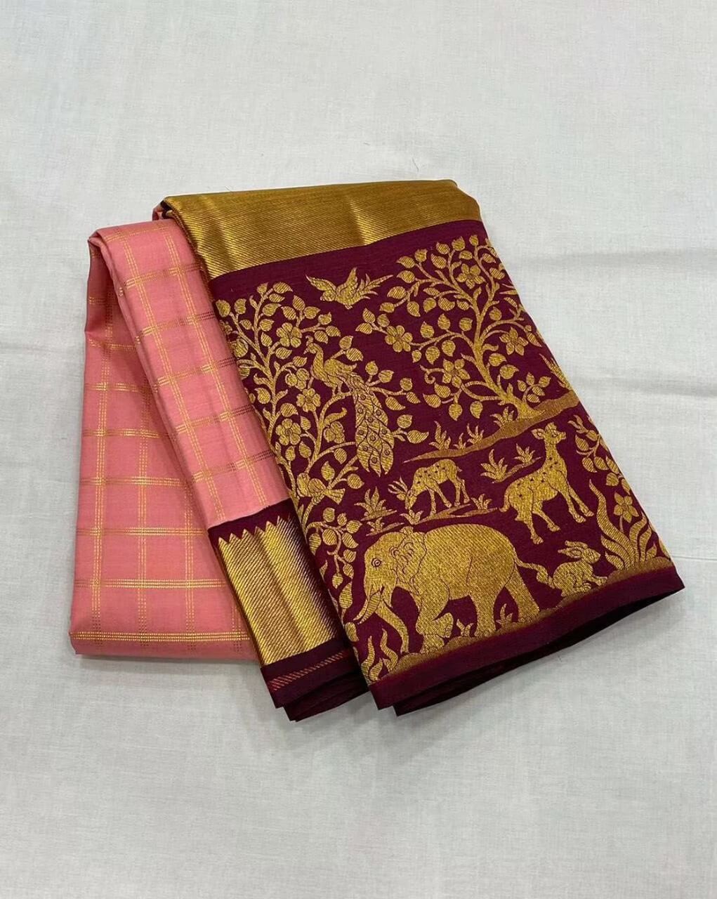 Evocative Pink Soft Silk Saree With Stunning Blouse Piece