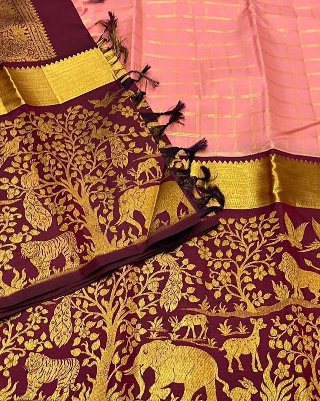 Evocative Pink Soft Silk Saree With Stunning Blouse Piece