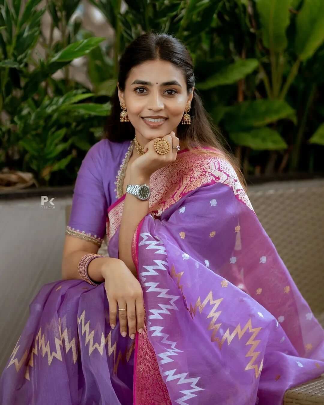 Enchanting Lavender Cotton Silk Saree With Vibrant Blouse Piece