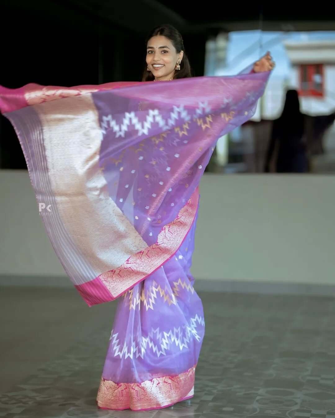 Enchanting Lavender Cotton Silk Saree With Vibrant Blouse Piece