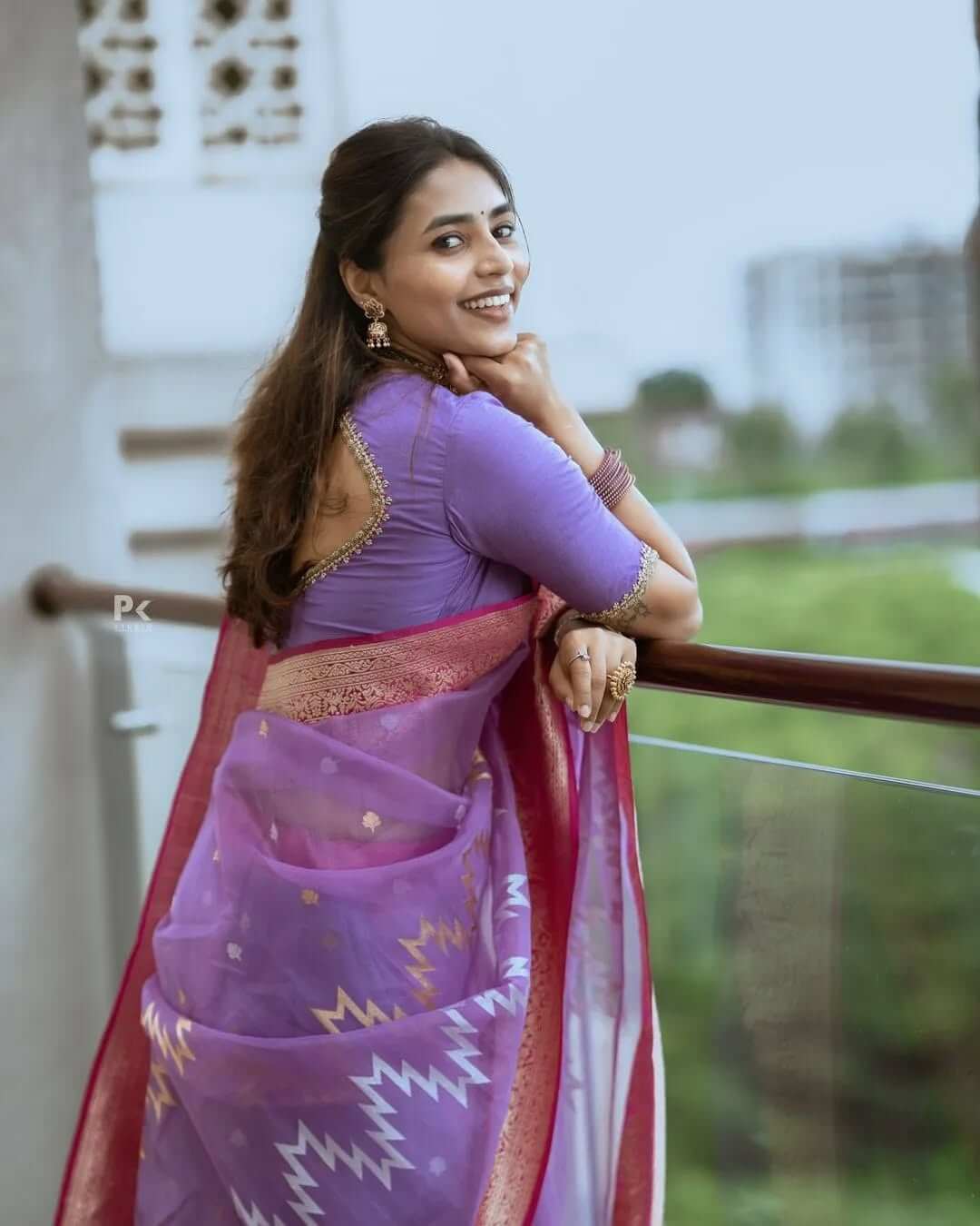 Enchanting Lavender Cotton Silk Saree With Vibrant Blouse Piece