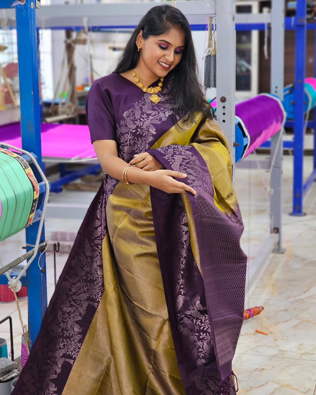 Quintessential Golden Soft Silk Saree With Jubilant Blouse Piece