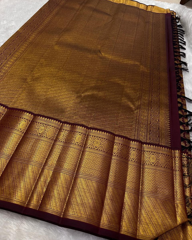 Nectarous Wine Soft Banarasi Silk Saree With Preferable Blouse Piece
