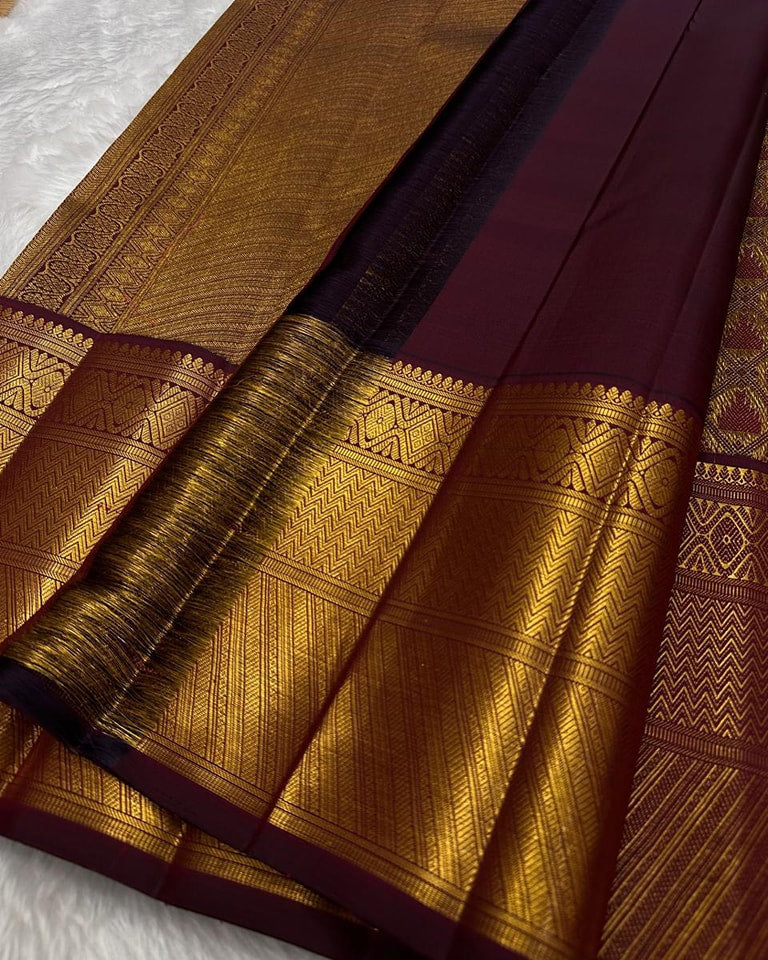 Nectarous Wine Soft Banarasi Silk Saree With Preferable Blouse Piece