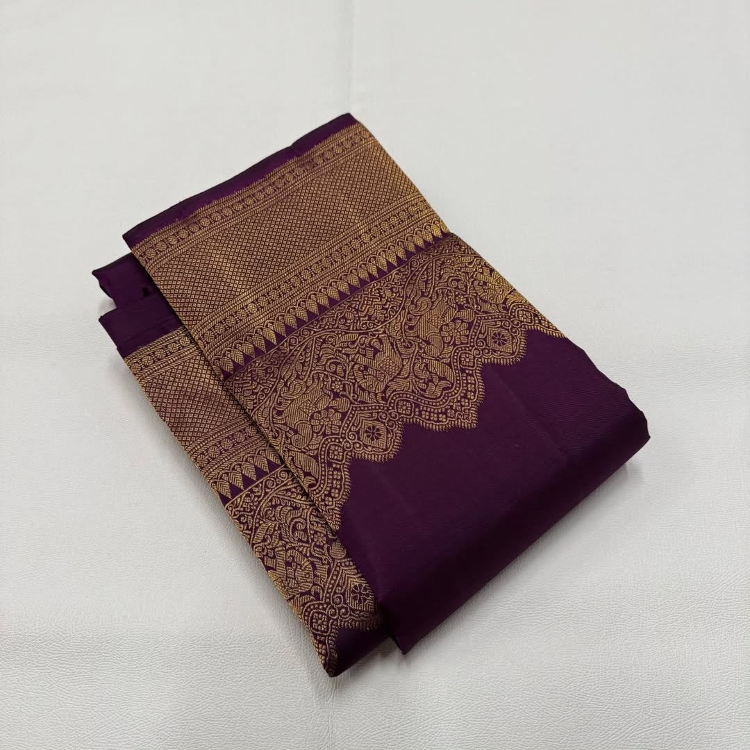 Ephemeral Purple Soft Banarasi Silk Saree With Intricate Blouse Piece