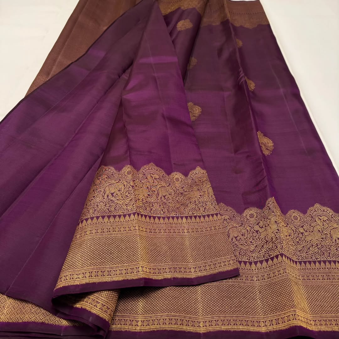 Ephemeral Purple Soft Banarasi Silk Saree With Intricate Blouse Piece