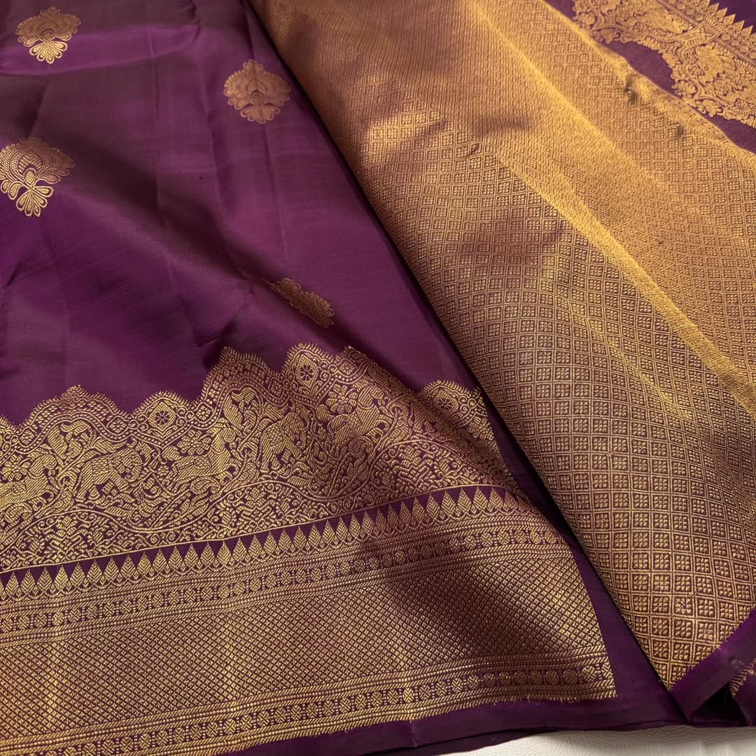 Ephemeral Purple Soft Banarasi Silk Saree With Intricate Blouse Piece