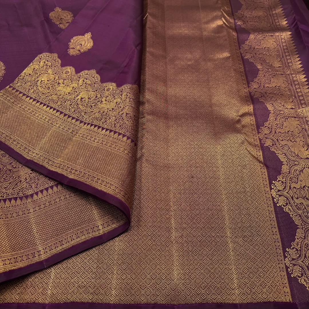 Ephemeral Purple Soft Banarasi Silk Saree With Intricate Blouse Piece