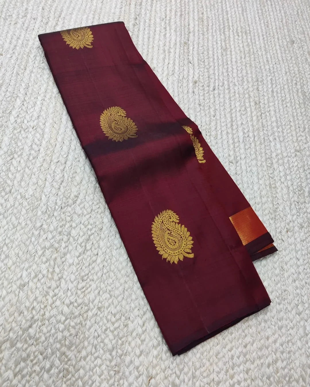 Nebula Wine Soft Banarasi Silk Saree With Embellished Blouse Piece