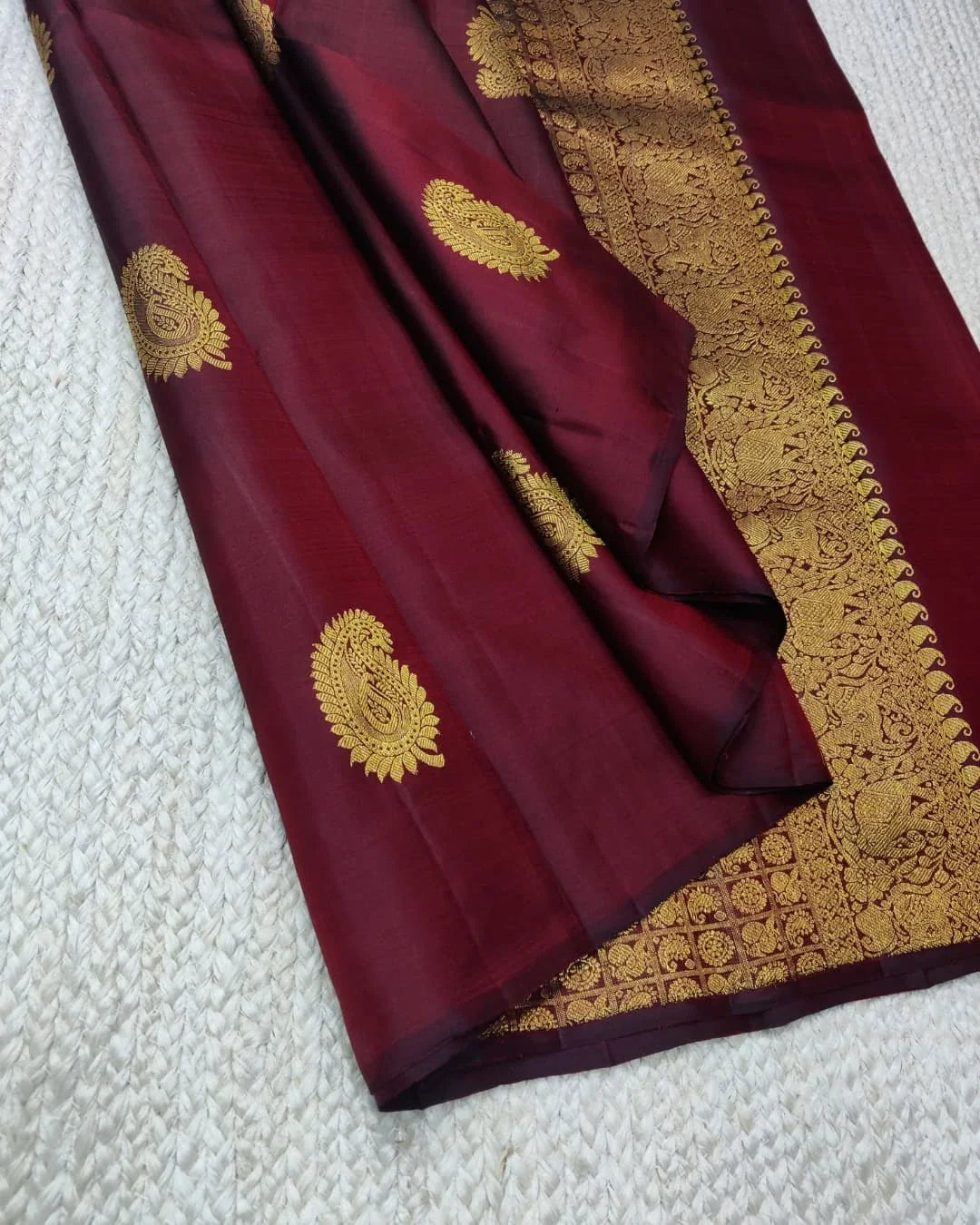 Nebula Wine Soft Banarasi Silk Saree With Embellished Blouse Piece