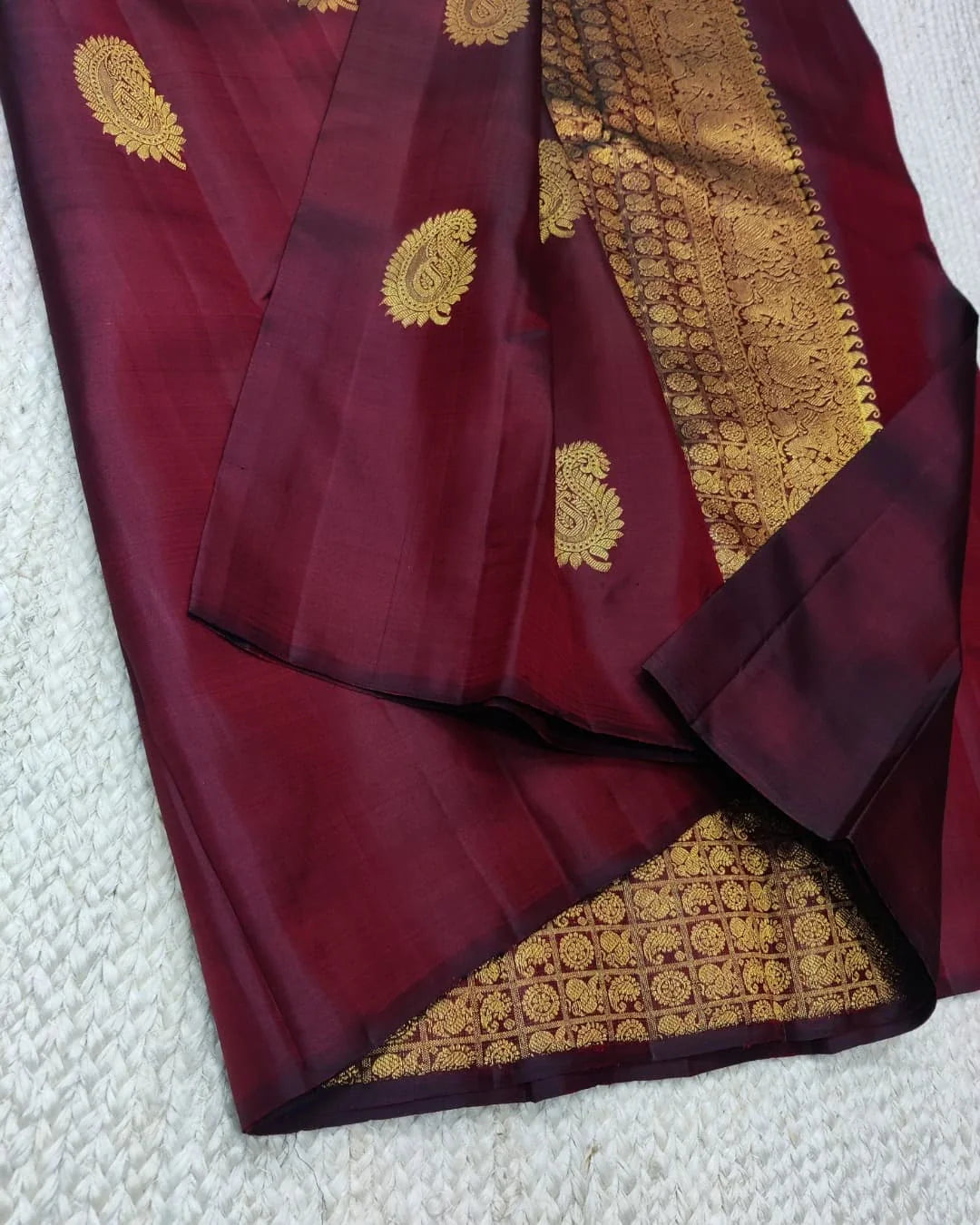 Nebula Wine Soft Banarasi Silk Saree With Embellished Blouse Piece