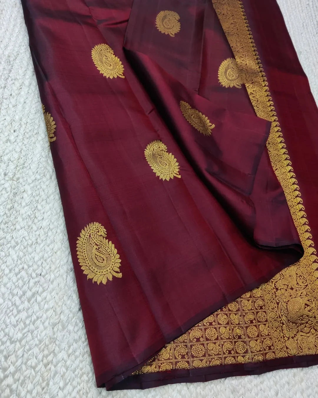 Nebula Wine Soft Banarasi Silk Saree With Embellished Blouse Piece